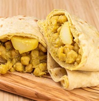 Vegetarian Roti With A Side of Cabbage